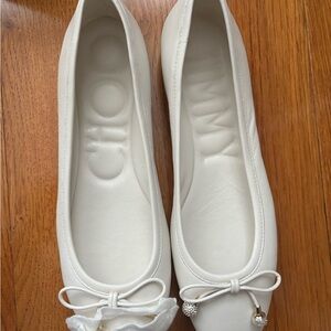 Jimmy Choo Cream Ballet Flats with Bow Detail